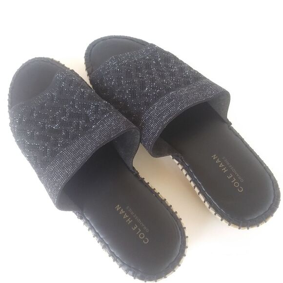 Cole Haan Espadrille Slide Sandals, Black, Women's Size 7.5 - Picture 10 of 12